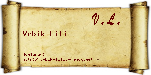 Vrbik Lili névjegykártya